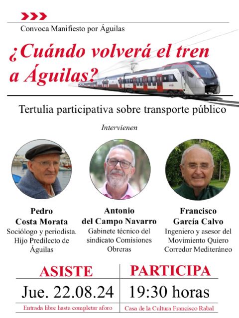 Tertulia sobre Transporte Público y la Problemática del Ferrocarril en Águilas