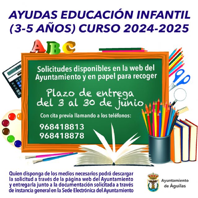 El próximo lunes se abre el plazo de presentación de las solicitudes de ayuda para Educación Infantil